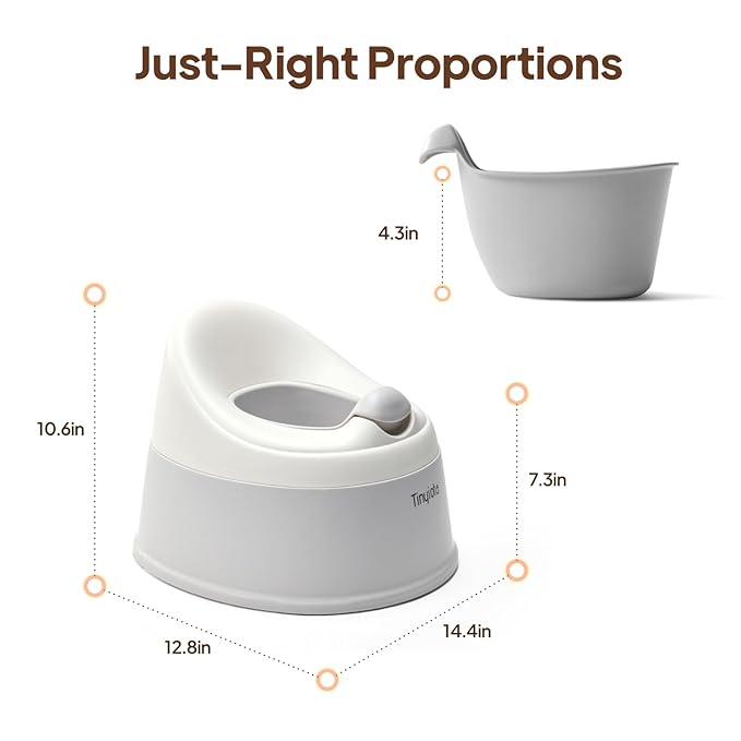 Tinyiota Toddler Potty Training Toilet, Removable Bowl with High Splash Guard, Assembles in Seconds, Easy-Clean and Travel-Ready for Boys and Girls Ages 6 Months to 3 Years (Gray)