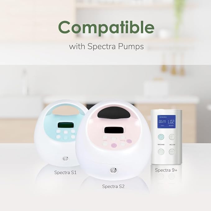 Maymom Pump Parts Compatible with Spectra S1 S2 9 Plus Pumps; Incl Wide Mouth Flange (20 mm) Backflow Protector Membrane Duckbill Valve Tube; Not Original Spectra Shield Parts