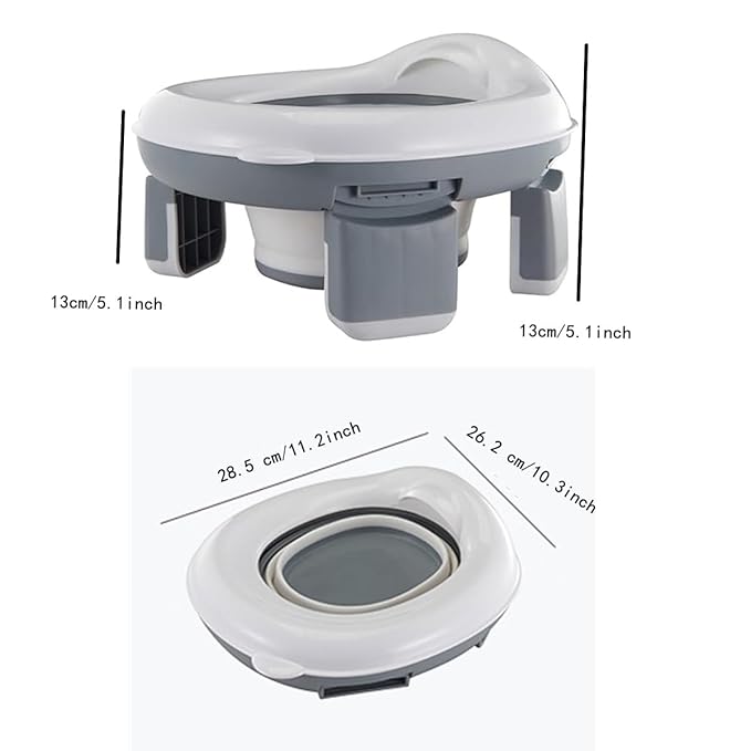 Travel Foldable Potty Training Toilet with Storage Bag, Non-Slip Portable Car Potty Outdoor Indoor Easy to Clean (Gray)