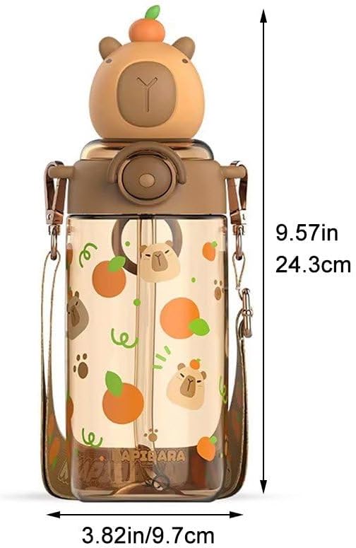 Kawaii Capybara Water Bottle Tritan Bottles Water Cup Kids Portable Kapibara Drinks Bottle for School/Cycling/Running