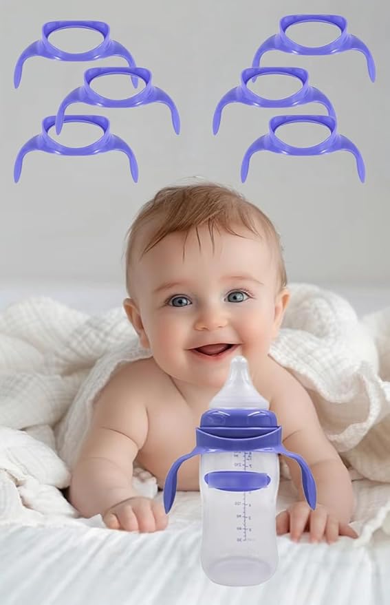 6-Pack Baby Bottle Handles Compatible with Lansinoh Anti-Colic Baby Bottles for Breast Babies, 5 Ounces
