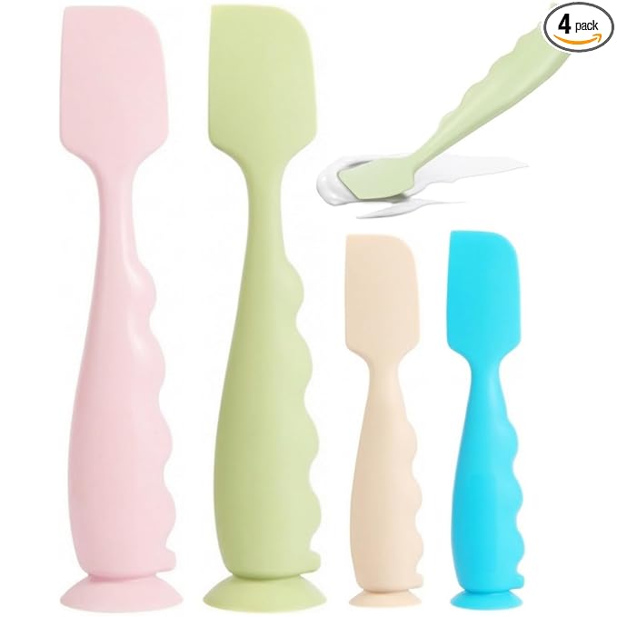 Diaper Cream Spatula 4 Pack,Soft Baby Butt Spatula baby diaper cream Applicator,Convenient Diaper Rash spatula,Silicone Butt Paste spatula Brush (2 Large 2 Small)