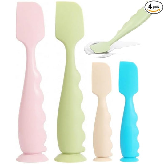 Diaper Cream Spatula 4 Pack,Soft Baby Butt Spatula baby diaper cream Applicator,Convenient Diaper Rash spatula,Silicone Butt Paste spatula Brush (2 Large 2 Small)