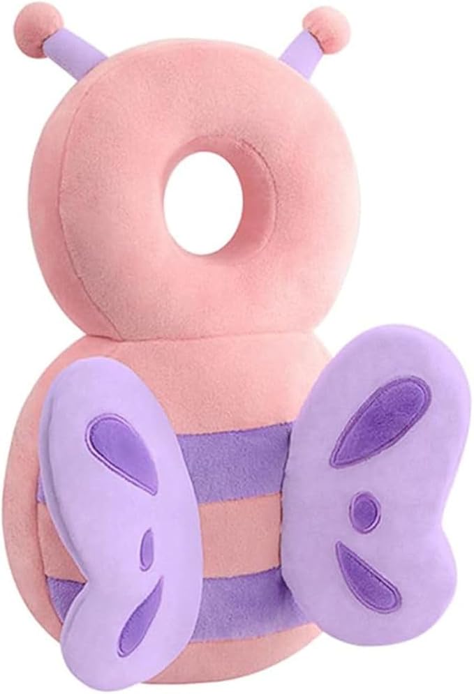 NAZO Baby Head Protector Backpack – Soft Infant Safety Pillow for Fall Protection – Cushions Toddler’s Head While Crawling and Walking – Baby Fall Back Support (Pink Butterfly)