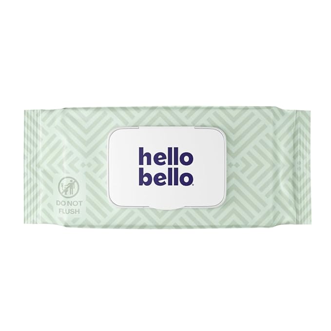 Hello Bello Premium Wipes, Designed for Sensitive Skin with Chamomile & Aloe Extracts, Simply Sage (18 Resealable Packets = 1080 Total Wipes)