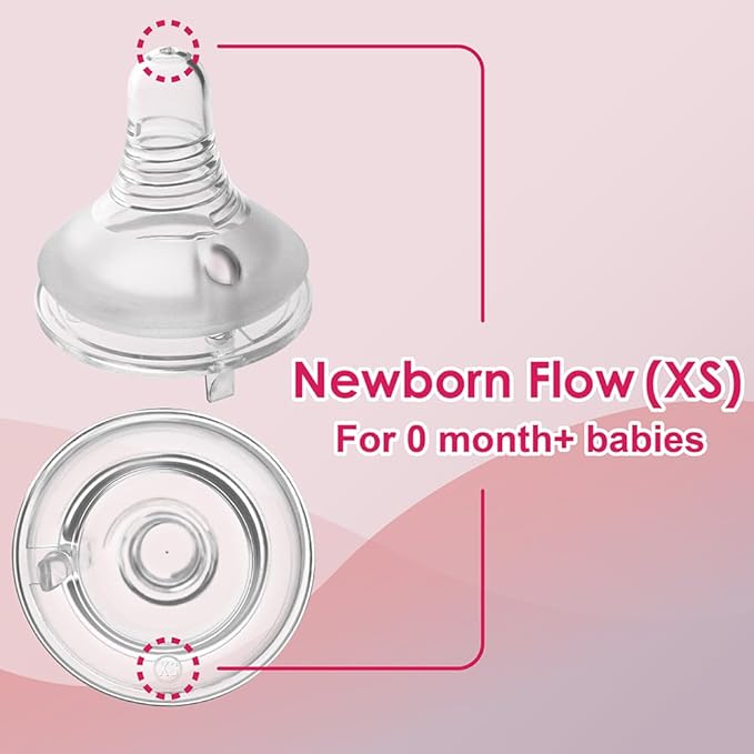 Nenesupply Natural Baby Bottles Newborn Flow Feeding Bottles Breastfeeding Bottle for Breastfed Babies Wide Neck 4.7oz Anti Colic Level 1 Nipple for 0+ Month Infant Replace Spectra Bottles for Pumping