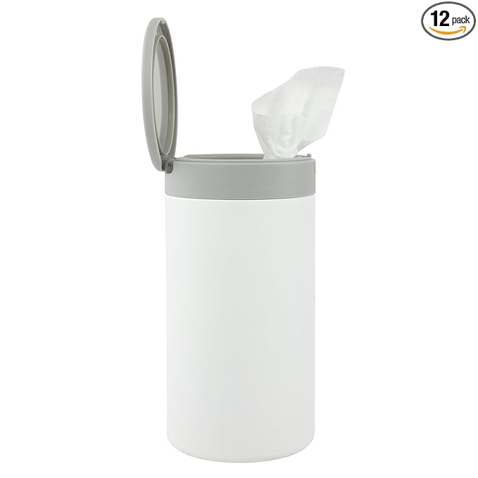 Spectrum Disinfecting Wipes Container with Push Button Lid - Refillable Dispenser for Bathroom, Kitchen, Classroom, Countertop, & Home - Stainless Steel & Rust-Resistant Disinfectant Wipes Holder