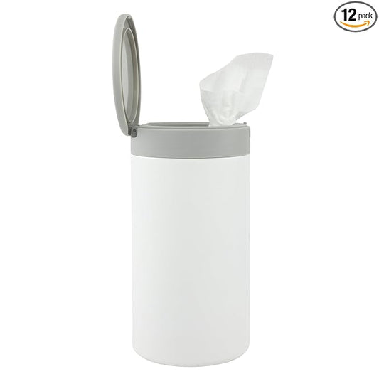 Spectrum Disinfecting Wipes Container with Push Button Lid - Refillable Dispenser for Bathroom, Kitchen, Classroom, Countertop, & Home - Stainless Steel & Rust-Resistant Disinfectant Wipes Holder