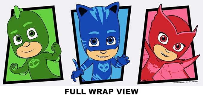 LOGOVISION PJ Masks Kids Tritan Plastic Water Bottle with Straw Lid and Handle, Reusable Tumbler for Toddlers, Unisex for Girls and Boys, 12oz, PJ Panels