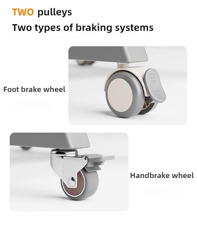 Wheels Compatible with Stokke Tripp Trapp High Chair, 360°Flexible Swivel,Silent casters, Easy Installation Without Drilling, Prevents Damage to the high Chair (White, Handbrake Wheel)
