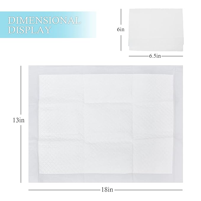 Baby Disposable Changing Pad, 50 Pack Soft Non-Woven Fabric Breathable Waterproof Underpads, Portable Leak-Proof Mattress Protector, Incontinence Bed Pads