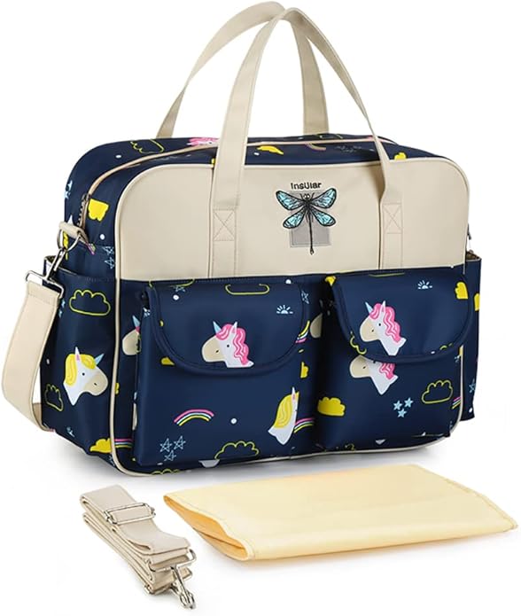 Kamay's Mummy Shoulder Bag Diaper Bag Chic Nappy Changing Bag Tote/Messenger Style Large with Changing Mat, Adjustable Straps