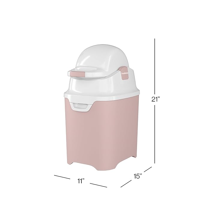 Foundations Mini Diaper Pail with Airtight Lid, Durable & Odorless Diaper Disposal, Large Capacity, Holds up to 30 Newborn Diapers, Refill with Any Bags, Baby Registry Gift - Pink