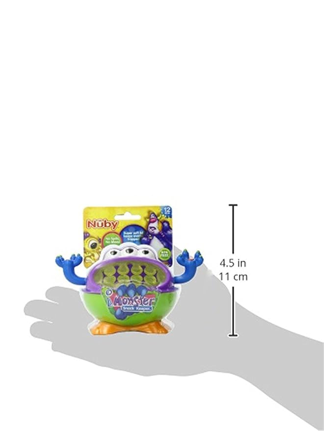 Nuby 3-D Monster Toddler Snack Containers - Spill-Proof Snack Cups for Toddlers with Soft Silicone Flaps - BPA-Free, Dishwasher-Safe