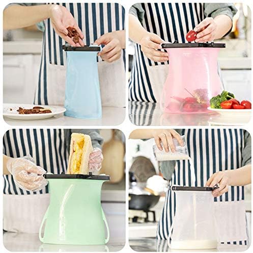Reusable Silicone Stand-Up Food Storage Bags (Set of 3) Microwave Freezer Dishwasher Safe Bags (Orange + Yellow + Purple, 33 Oz)