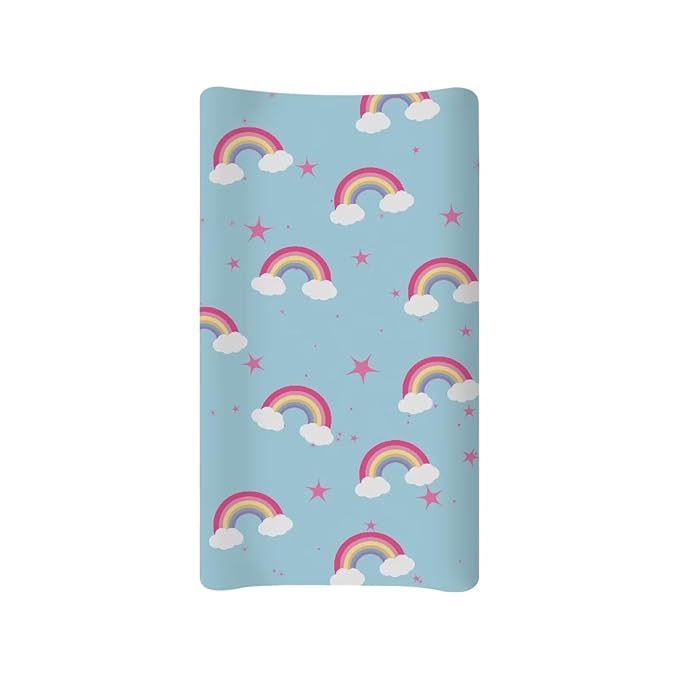 Star Rainbow Changing Pad Cover Soft Diaper Changing Table Cover Breathable Change Pad Sheets for Baby Boys Girls Fits 32'' x 16'' Cute Blue Nursery Change Mats Protector
