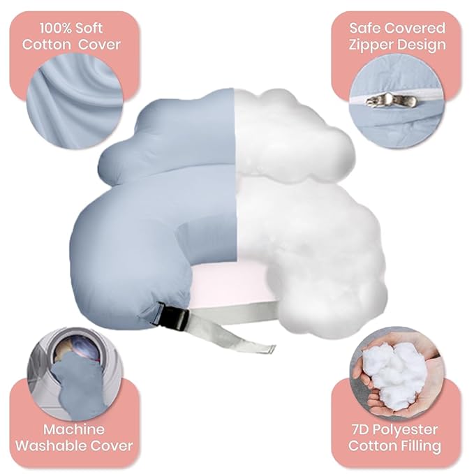 PILLANI Nursing Pillow, Breastfeeding Pillows for Enhanced Safety & Comfort for Mom & Baby, Removable Cotton Cover, Adjustable Waist Strap, Breastfeeding Essentials, Baby Registry Search