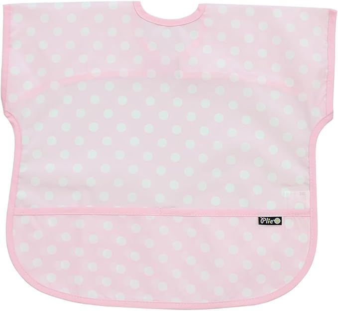 Plie Short Sleeve Waterproof Bib for Toddlers – Easy Clean Feeding Apron for Mealtime, Daycare, Self-Feeding, Lightweight