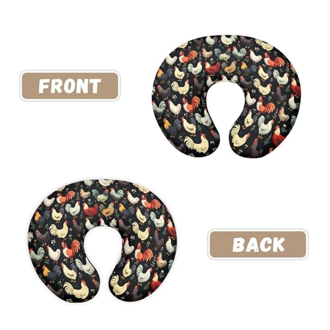 Farm Rooster Nursing Pillow Cover for Girls, Cartoon Chicken Animal Breastfeeding Newborn Soft Comfort Pillowcase Oil Painting Hen Nursing Pillow Original Support Cover