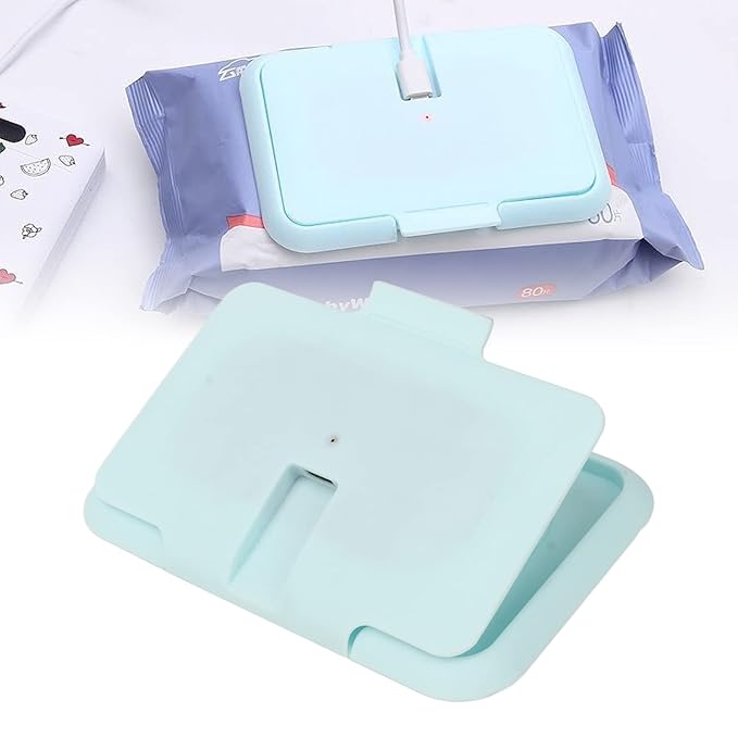 Baby Wet Wipes Dispenser, Wipes Dispenser, Reusable Baby Wipes Heater, USB Mini Portable Baby Wipe Warmer for Newborn Travel Compatible Portable Charger Wipe WarmersWipes(Light Blue)