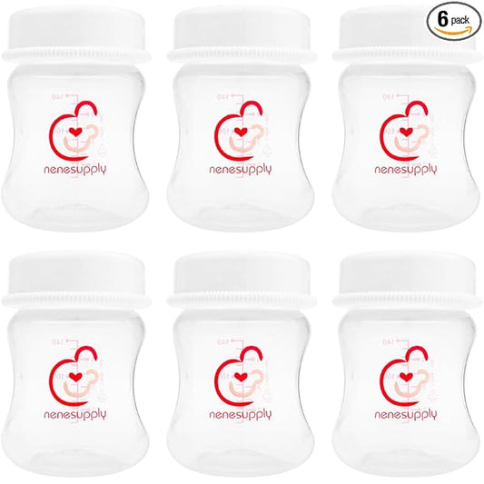 Nenesupply 4.7oz 6pc Wide Neck Breastmilk Storage Bottles Breast Pump Bottles Use on Pumping with Spectra S1 S2 Synergy Gold Breast Pumps Collection Replace Spectra Bottles for Pumping Wide Mouth