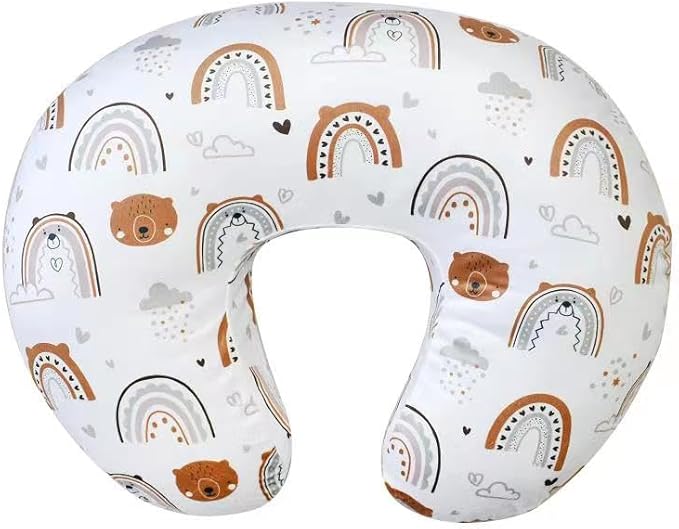 Minky Nursing Pillow Cover Breast Feeding Pillow Cover Slipcover U Shape for Baby Boy Girl,Cover Only(RainbowBear)