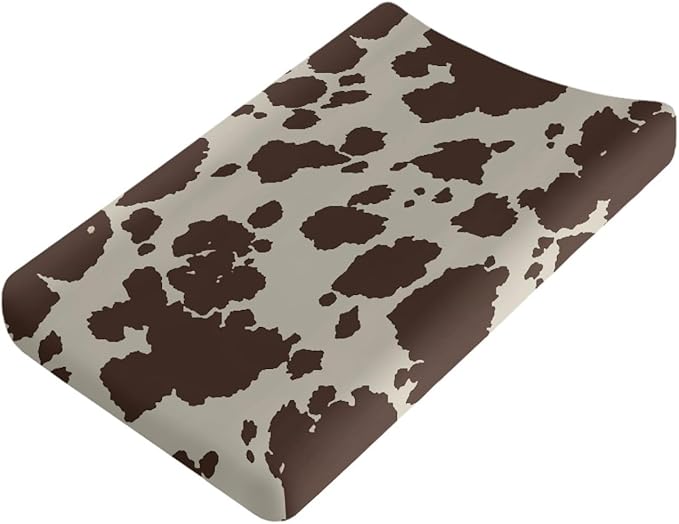 Wanyint Cows Print Stretchy Changing Pad Covers Ultra Soft Breathable Diaper Changing Table Cover for Baby Boys Girls,Fit Standard 16 x 32 Inch Changing Mats