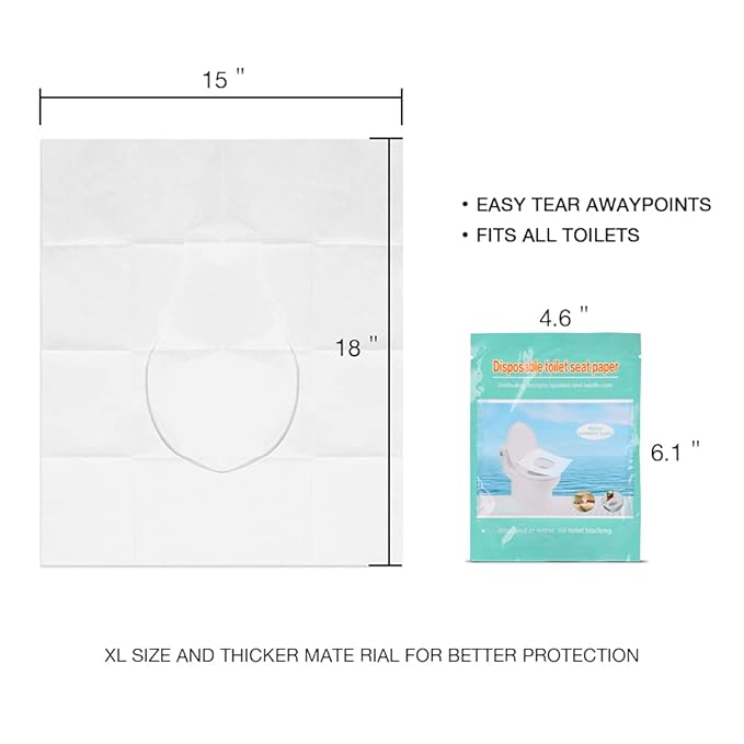 Toilet Seat Covers Disposable, 50-Count Flushable Paper Travel Toilet Seat Covers for Adults and Kids Potty Training, Great Biodegrable Accessories for Public Restrooms, Airplane, Camping