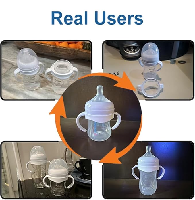 4 Pack Compatible Baby Bottle Handles for Philips Avent Natural Baby Bottles,Baby Bottle Holder - White