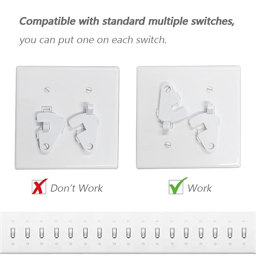 Toggle Light Switch Guard, ILIVABLE Child Proof Switch Plate Cover Rotary Lock Protects Your Lights from being Accidentally Turned On or Off by Children and Adults (White, 4 Pack)
