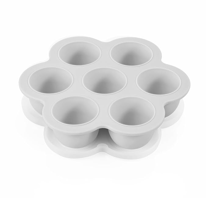 PandaEar 2 Pack Silicone Baby Food Freezer Trays with Lids - 7 Individual 1oz Portions per Tray - Reusable Storage Containers for Breast Milk, Homemade Purees & Fruit - BPA Free, Light Green/Gray