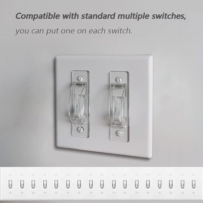 Wall Switch Guard, ILIVABLE Child Proof Light Switch Plate Covers Protects Your Lights from being Accidentally Turned On or Off by Children and Adults (Clear, 4 Pack)