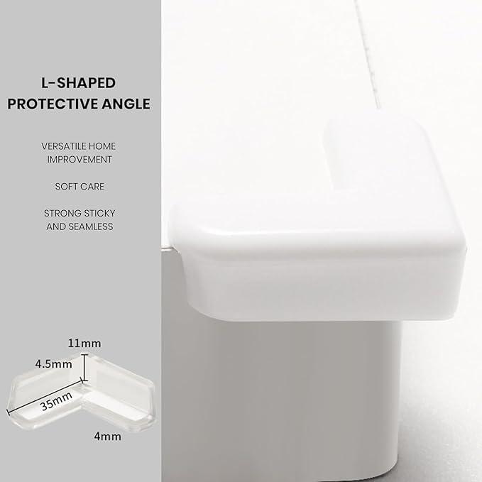 4-Pack White Corner and Edge Protectors - Self-Adhesive Bumpers for Furniture, Desks and Tables, Shock-Absorbing Guards for Home and Office Use