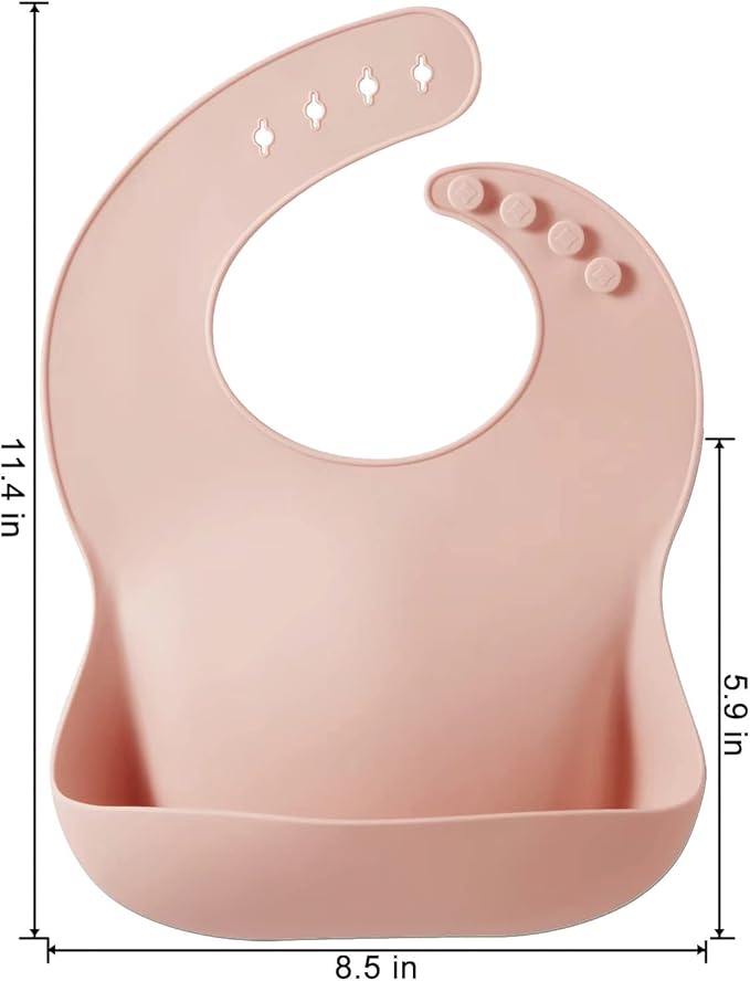 PandaEar Set of 3 Silicone Baby Bibs, Waterproof Soft Adjustable Bibs for Babies Toddlers 10-72 Months