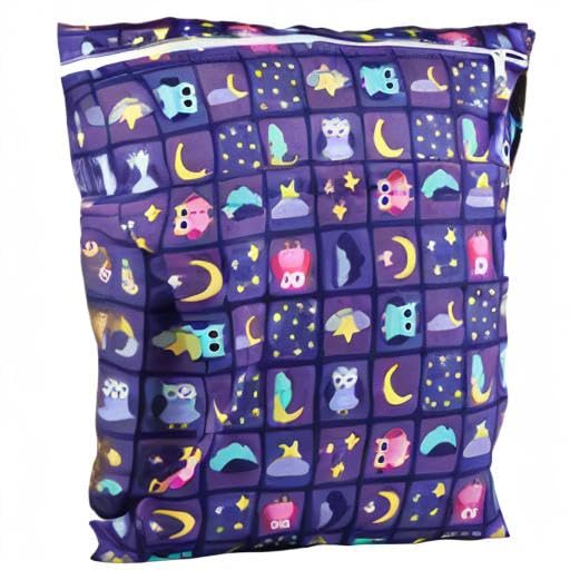 Wet Dry Bag Baby Cloth Diaper Nappy Insert Bag Reusable Washable (Moon Star Owls)