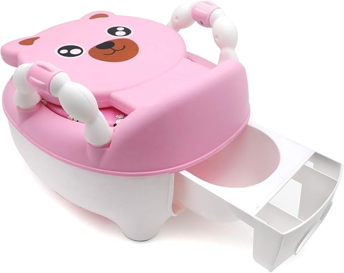 XKMT- Baby Kids Portable Bear Blue Potty Training Seat Toddler Lovely Toilet Seat Stool Chair [P/N: ET-BABY003-PINK]