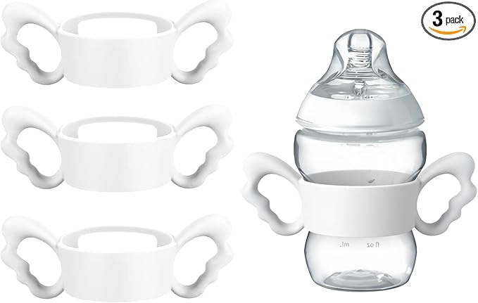 3Pack Baby Bottle Silicone Handles for Tommee Tippee Bottle, Easy Grip Lightweight Bottle Handle Small Hand Gripping for Self Feeding