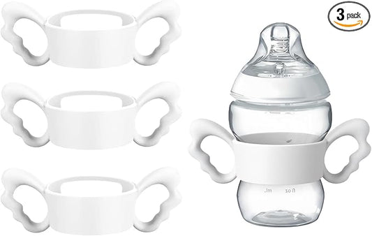 3Pack Baby Bottle Silicone Handles for Tommee Tippee Bottle, Easy Grip Lightweight Bottle Handle Small Hand Gripping for Self Feeding