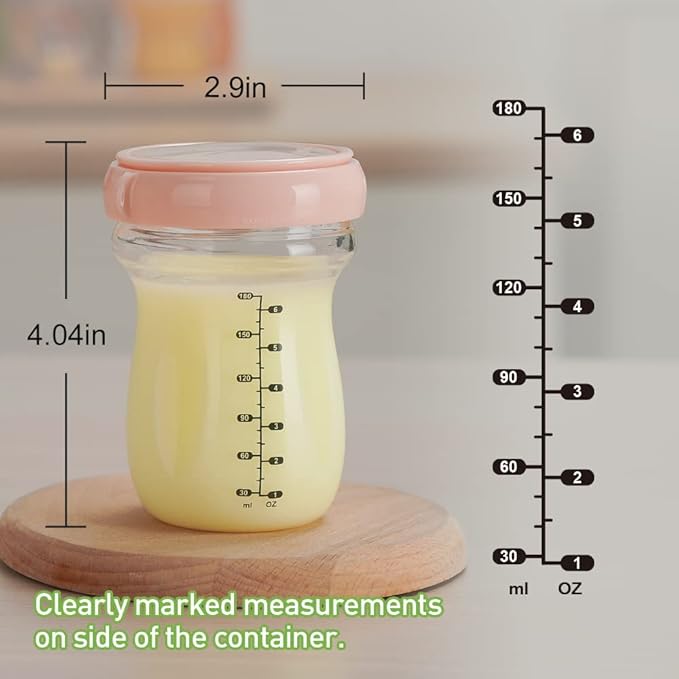 haakaa Glass Baby Food Storage Jar- Food Storage Container Airtight Lid-Wide Neck Gen.3 Baby Bottle -Leakproof BPA-Free 0m+ Newborn Babies(Peach, 6.3oz/180ml)