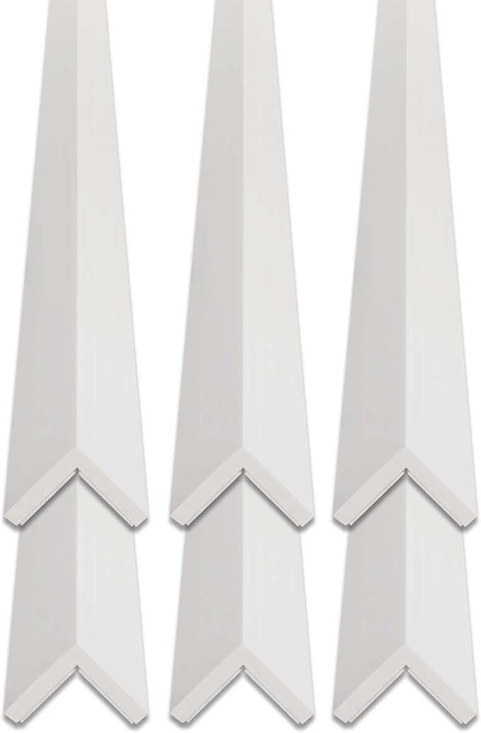 Outwater White 1-1/2" X 1-1/2" Wall Corner Protector Trim with Adhesive, 8FT Length, 6 Pack