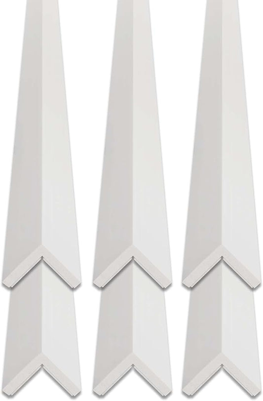 Outwater White 1-1/2" X 1-1/2" Wall Corner Protector Trim with Adhesive, 8FT Length, 6 Pack