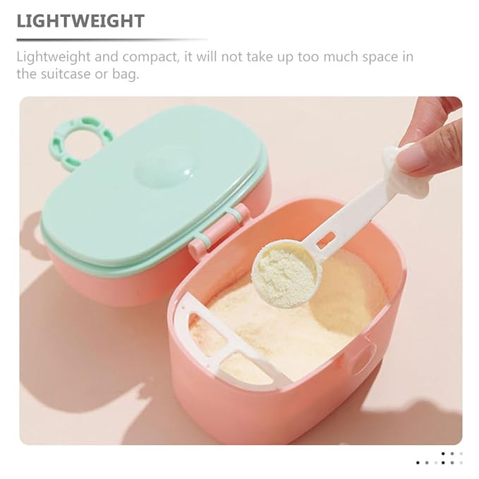 Hemoton Portable Milk Powder Box with Separate Scoop Infant Formula Dispenser Leak-Proof Compact Travel Storage Organizer for Baby Feeding 4.5X4X3.7 Inches