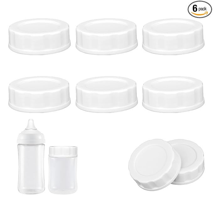6pcs Baby Bottle Caps Compatible with Pigeon & Lansinoh Bottles, Travel and Storage Bottle Lids Replacement (White)