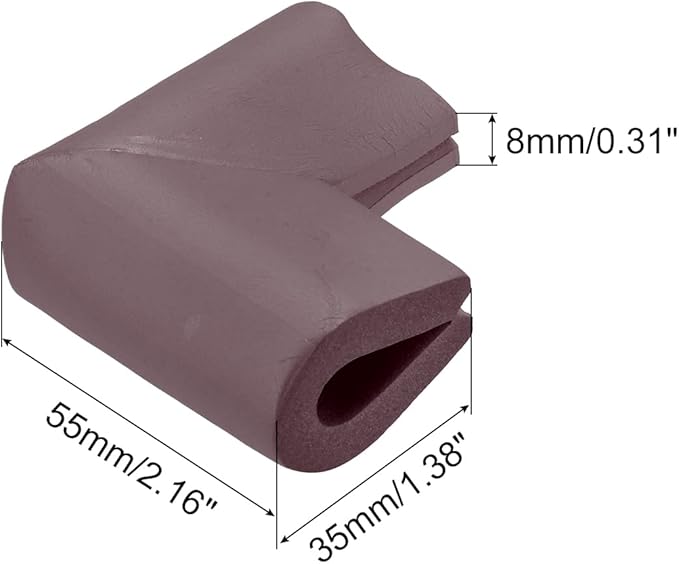 uxcell Corner Guards Edge Protectors, 12Pack U Foam Safety Bumper W Self-Adhesive Tape Furniture Corner Table Edge Guard, 2.16"x1.38"x0.315", Brown