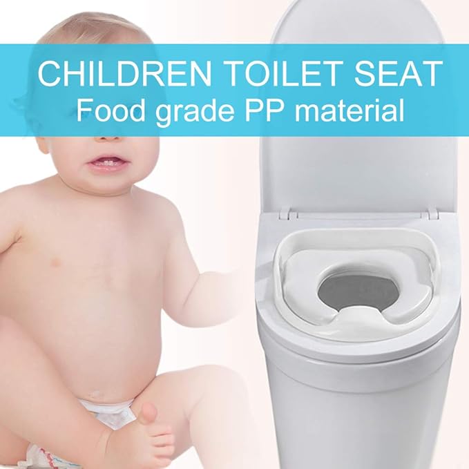 Potty Training Seat, Baby Potty Training for Boys and Girls Soft Children Toilet Seat with NonSlip Handle (White)