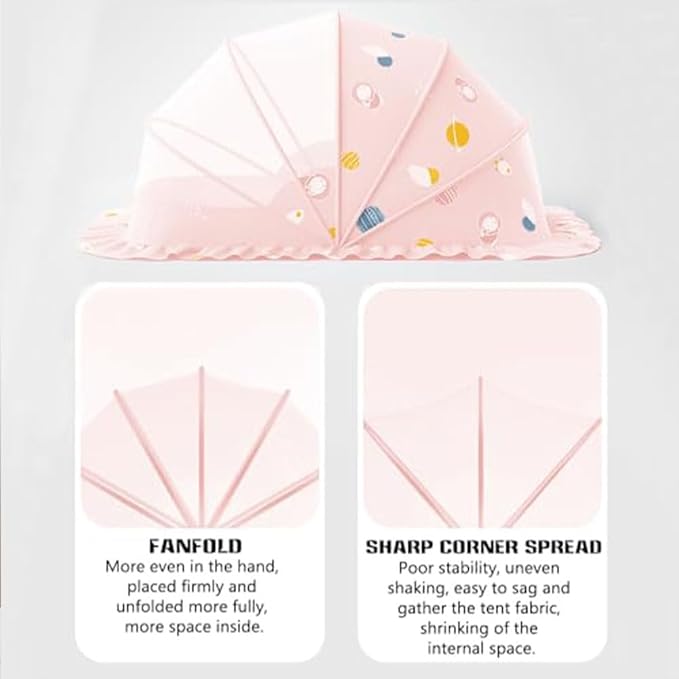 Mosquiteros para Cunas De Bebes,Portable Folding Mosquito Net for Stroller,Breathable Foldable Cots Bottomless Crib Net Sun Sheltert(Pink, 50”x26”x28”)