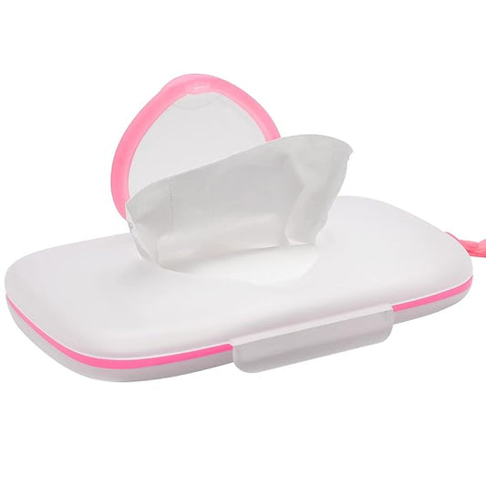 Healeved Baby Wipes Dispenser: On- The- Go Wipes Dispenser Travel Wipes Case Baby Wipe Holder Outdoor Stroller Wet Wipes Box Portable Refillable Wipes Container Pink