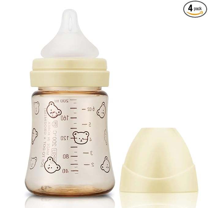 Grosmimi PPSU Baby Bottle, BPA Free (6oz Bear_Pure Gold)