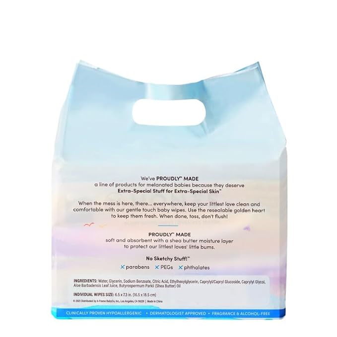 PROUDLY Gentle Touch Baby Wipes, Unscented & Hypoallergenic Wipes for Black & Brown Babies' Skin Care, 672 Count (12-Pack)