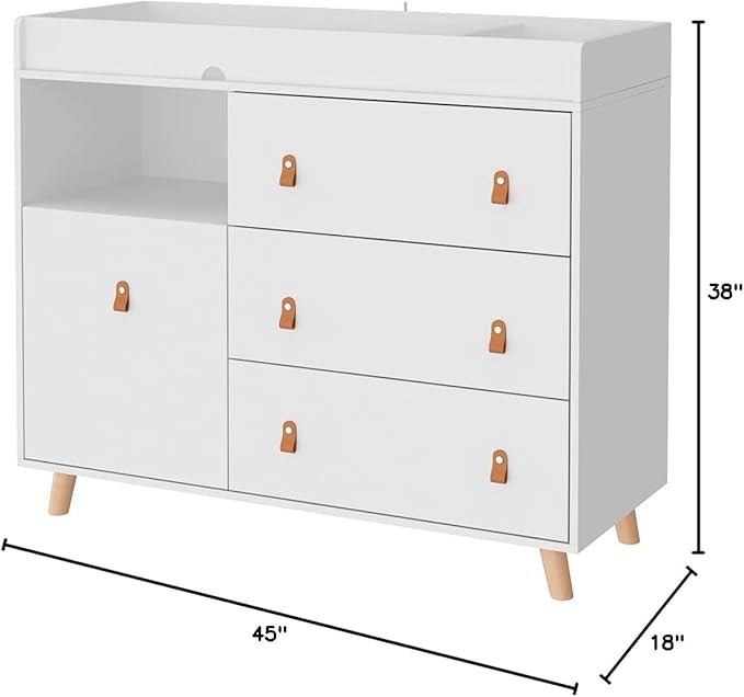 Lovinouse Baby Changing Table Dresser, Premium Nursery Dresser with 3 Drawers, Diaper Changing Station Table for Boys and Girls (4 Drawers)